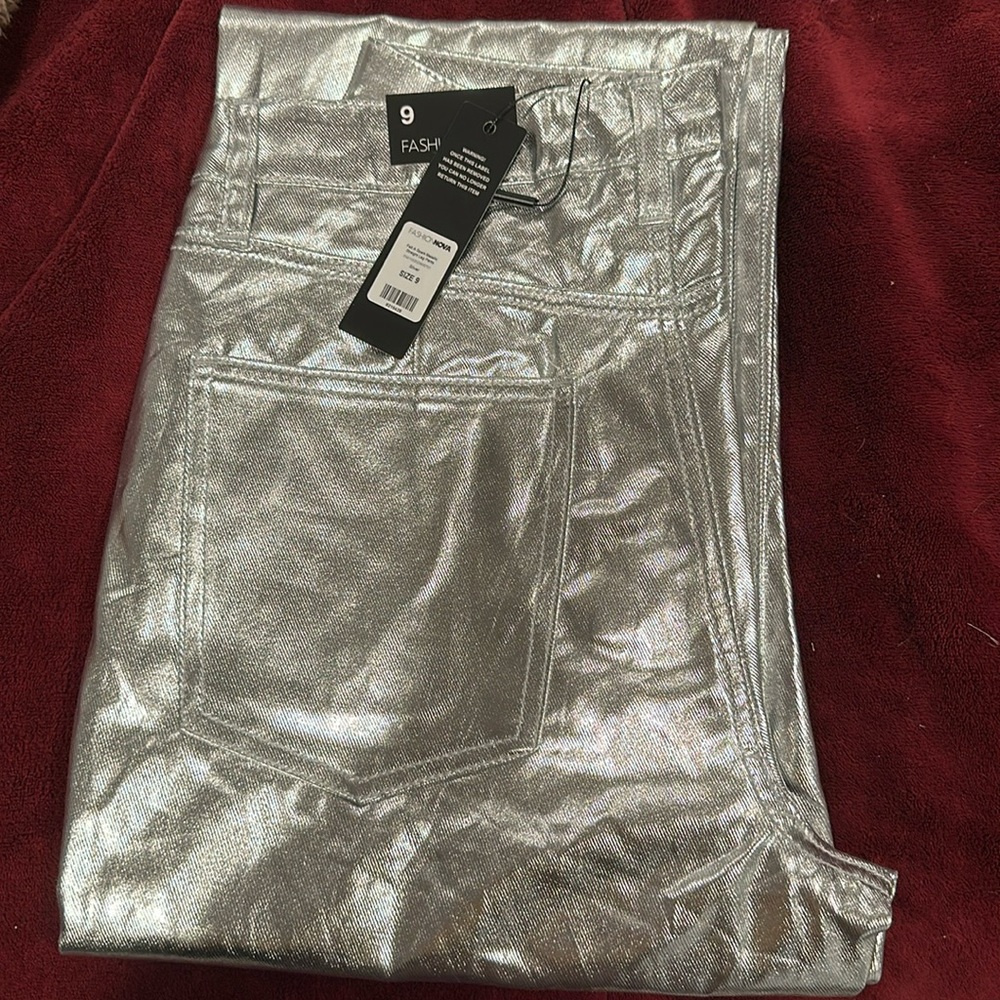 Silver straight leg pants